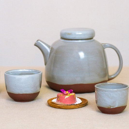 Teekanne Soft XL cer rotbraun mit grauer Glasur 1400ml - Kinta