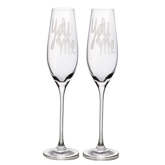Hochzeit Sektglas Set "You & Me" - Räder