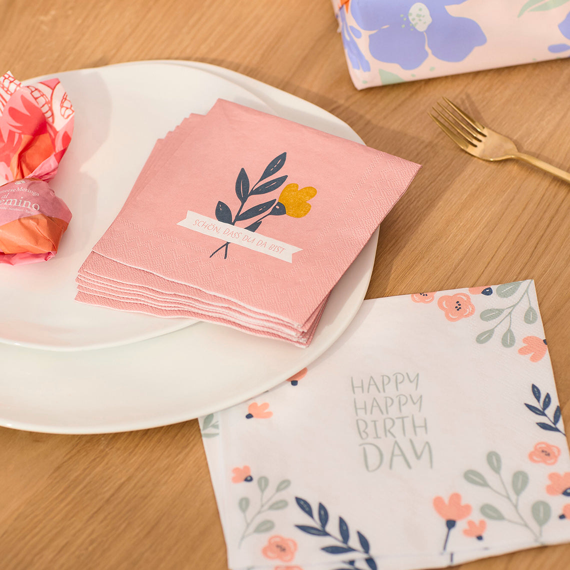Cocktailserviette Geburtstag "Schön, dass Du da bist" - Räder