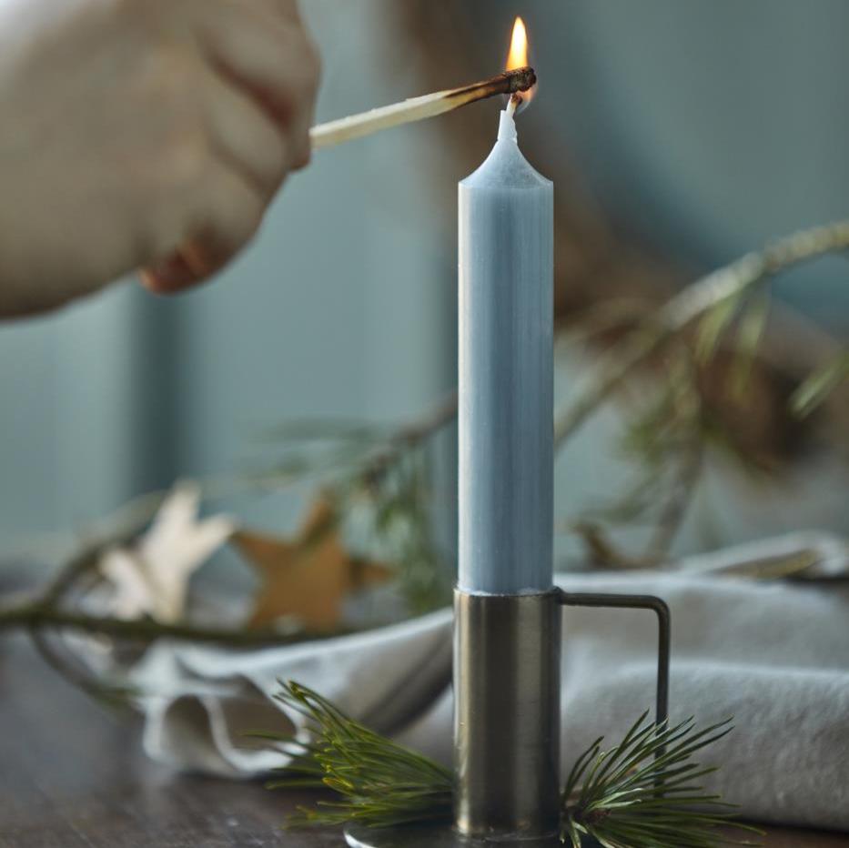 Stabkerze hellgrau rustikal 5er Set - Ib Laursen