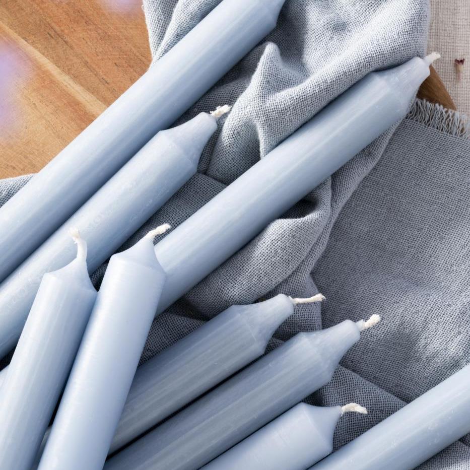 Stabkerze hellblau rustikal 5er Set