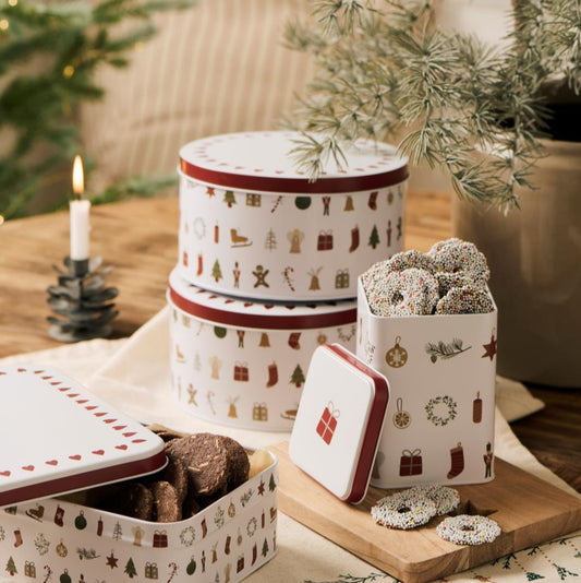 Gebäckdosen-SET mit Weihnachtsmotiven & Wichtelpärchen Viereckig - Ib Laursen