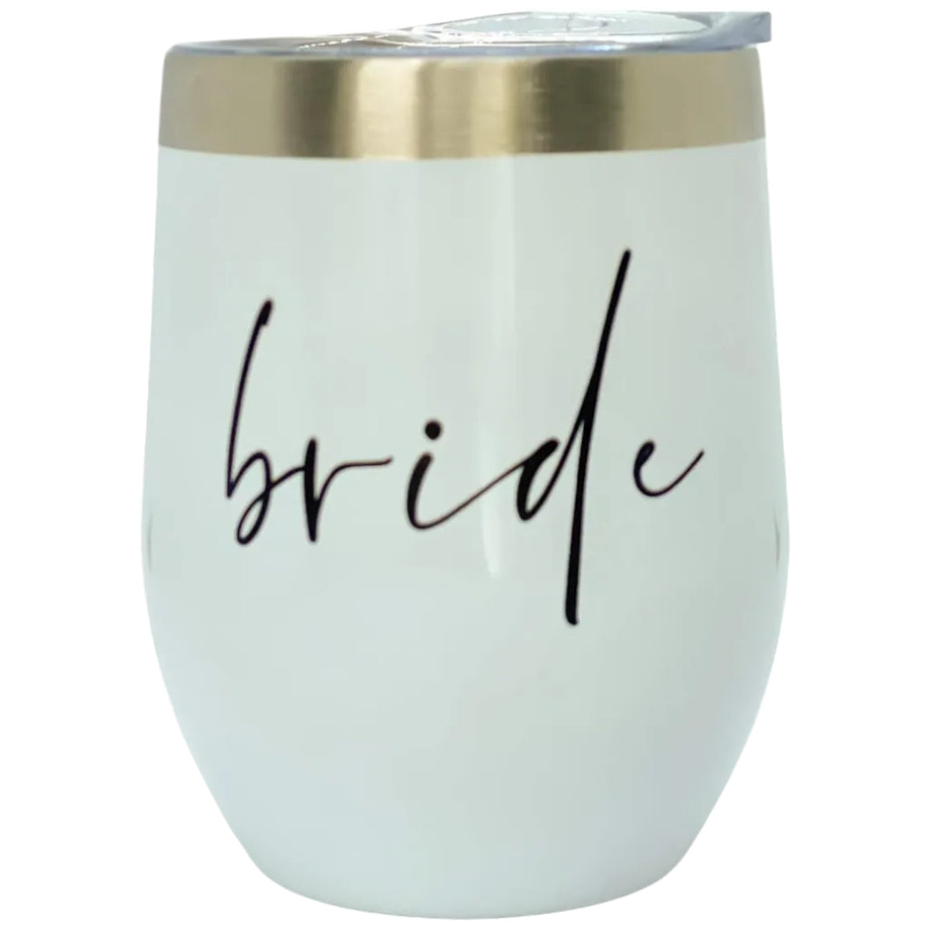 Weinbecher mit Aufschrift "Bride"
