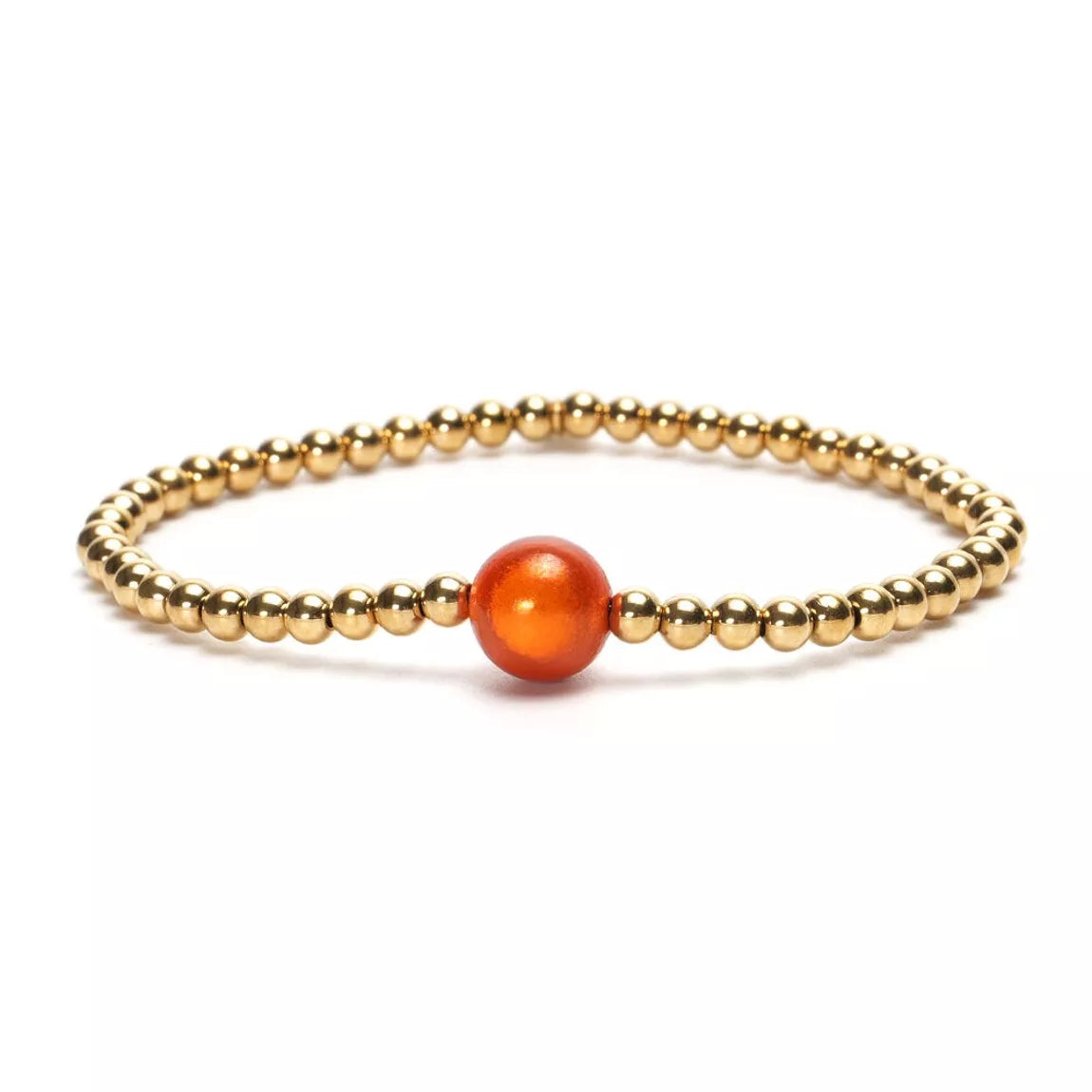 LizzyMae Armband Edelstahl - Gold - Perle Orange - Lot83