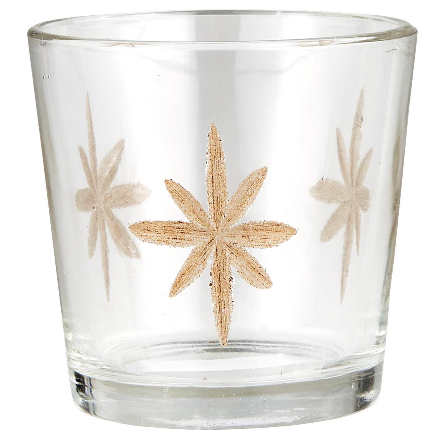 Kerzenhalter Glas für Teelicht mit eingravierten Sternen - Ib Laursen