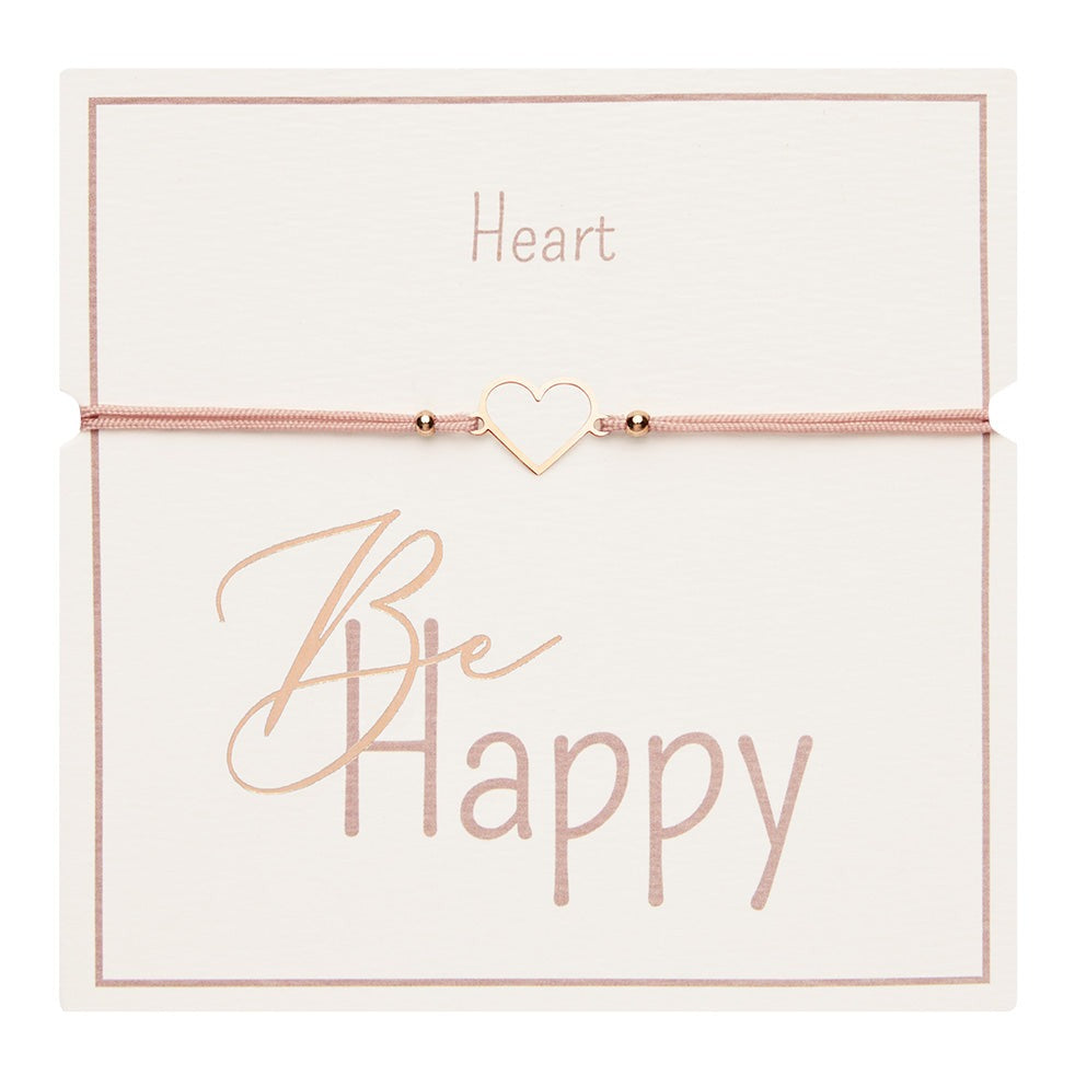 Armband - "Be Happy" - rosévergoldet - Herz