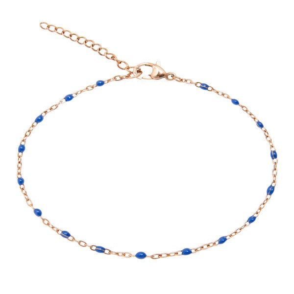 Armband - "Just for you" - rosévergoldet - blau