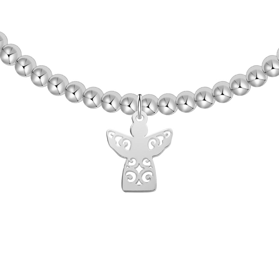 Kugelarmband - "Love your life" - versilbert - Engel