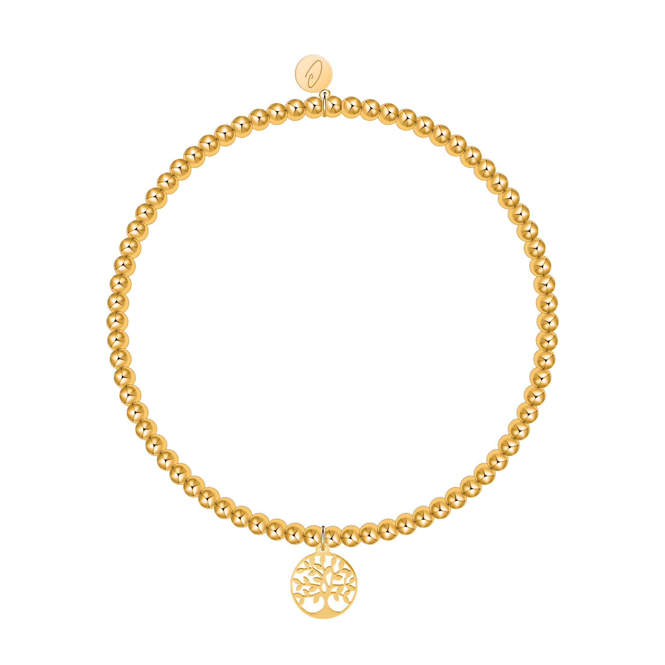 Kugelarmband - "Love your life" - vergoldet - Baum des Lebens