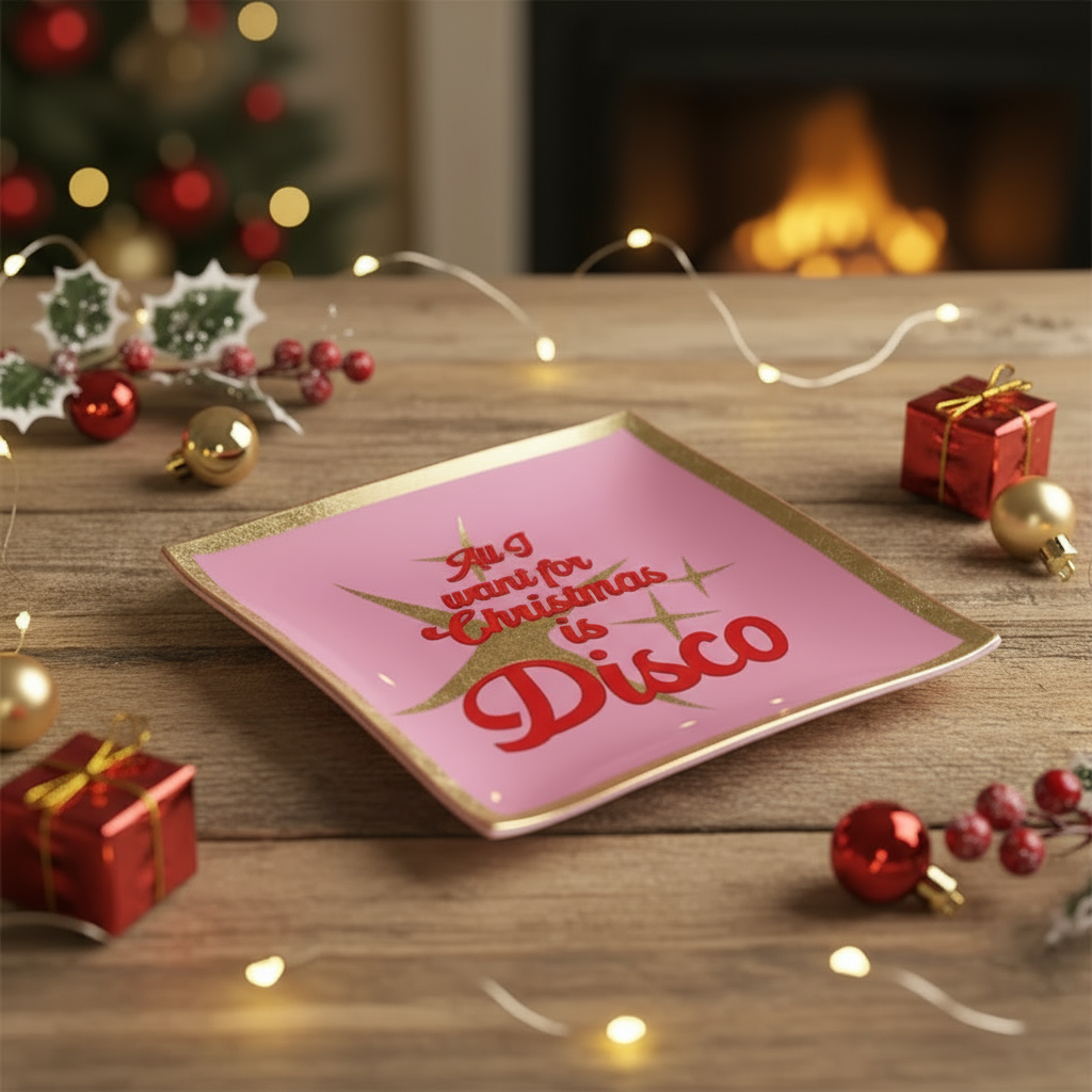 Love Plates S "All i want for Christmas is  Disco" rosa - Giftcompany
