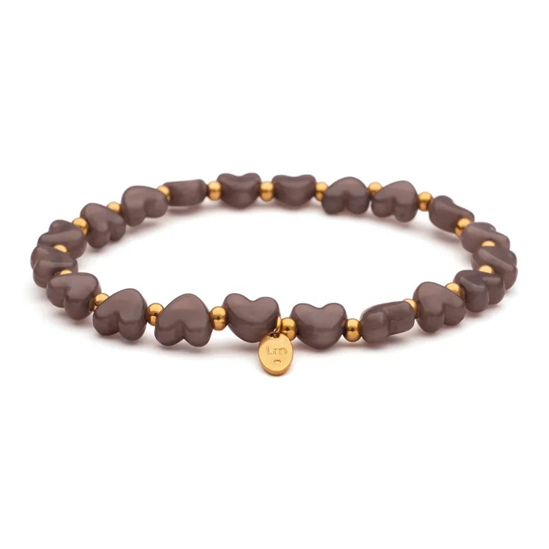 LizzyMae Armband - Gold + graue Herzen - Lot83