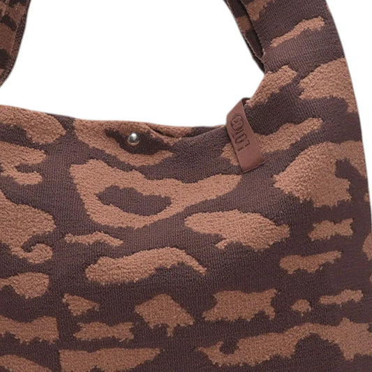 Shopper Lois - Leo Muster Braun Plüsch - LOT83