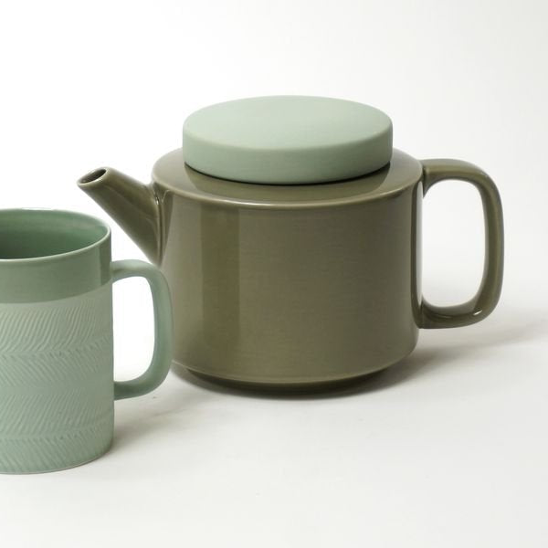 Teekanne L 950 ml glänzend mit mattem celadon Deckel - Kinta