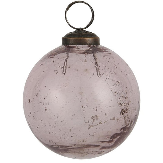 Weihnachtskugel flach pebbled Glas rosa - Ib Laursen
