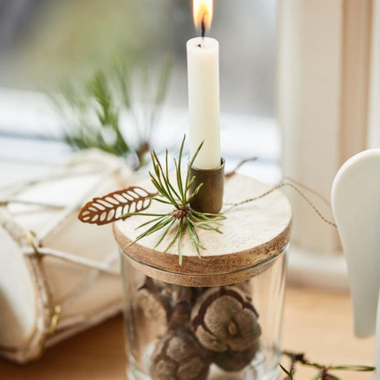Kerzenhalter für dünne Kerze Holzdeckel - Ib Laursen