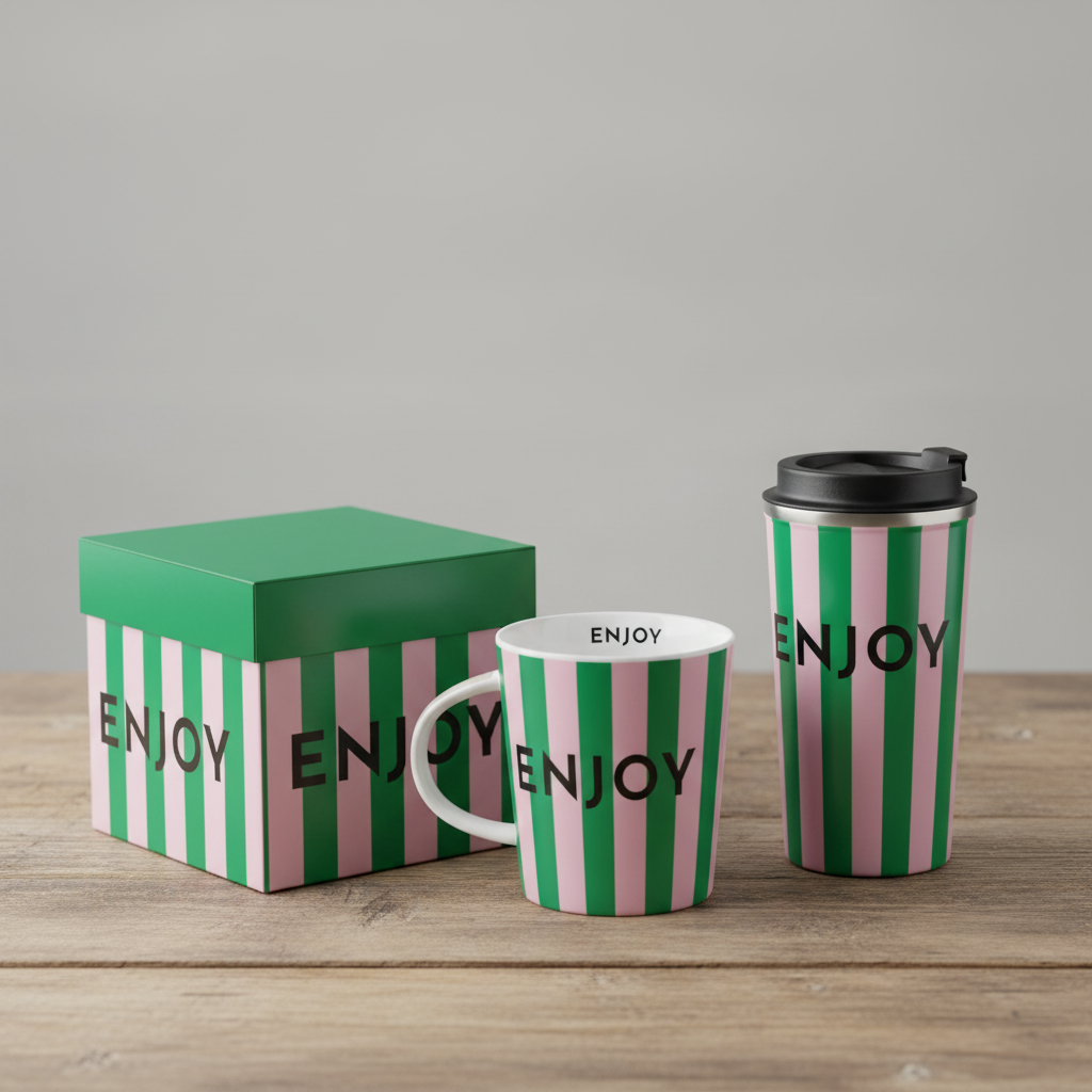 ENJOY SET Geschenkbecher & Tasse mit Verpackung