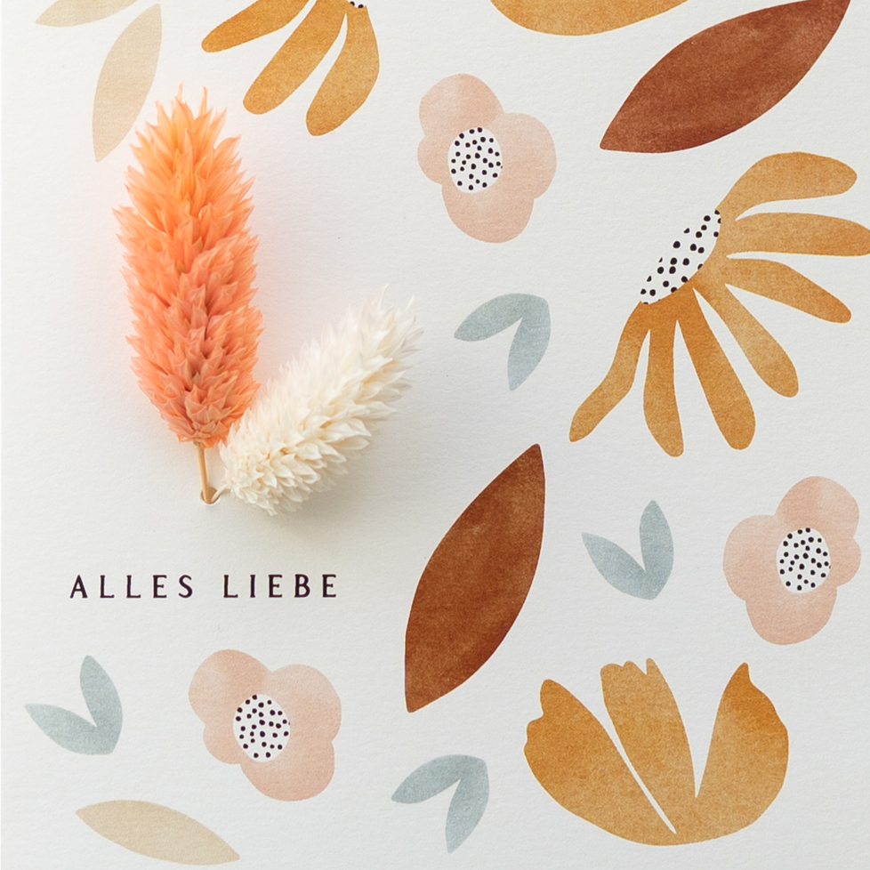 Applikations - Doppelkarte "Alles Liebe" Blüten