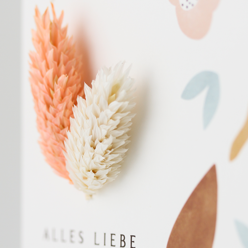 Applikations - Doppelkarte "Alles Liebe" Blüten
