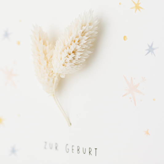 Applikations - Doppelkarte "Zur Geburt" Sterne