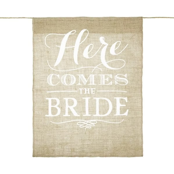 Jutebanner "Here comes the bride"