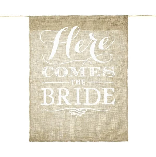 Jutebanner "Here comes the bride"