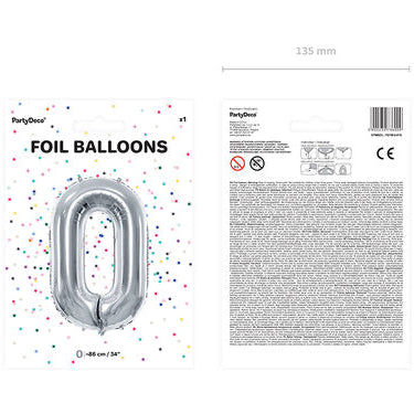 Folienballon Ziffer ''0'' silber