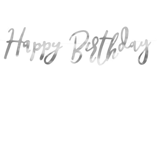 Girlande "Happy Birthday" silber