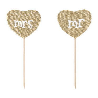 Cake Topper "Mr & Mrs" Jute