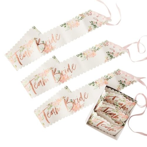 Schärpen "Team Bride" floral 6 Stk