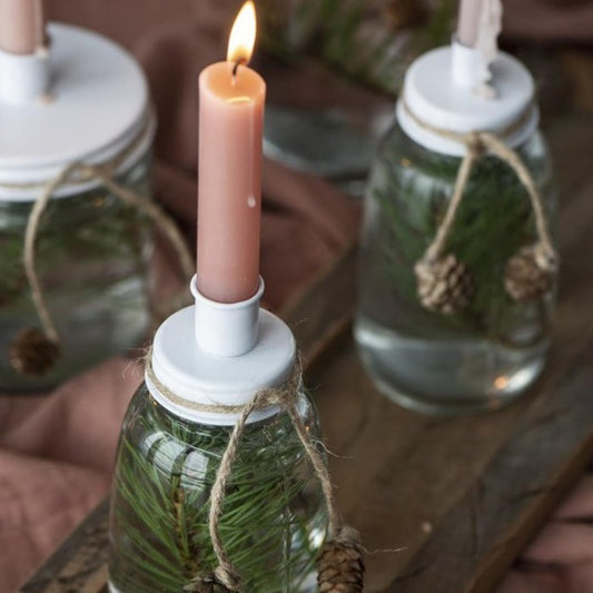 Kerzenhalter für dünne Kerzen Metalldeckel weiß - Ib Laursen