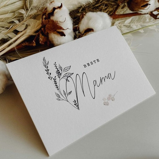 Grußkarte mit Umschlag „Beste Mama“ - Woidmädchen