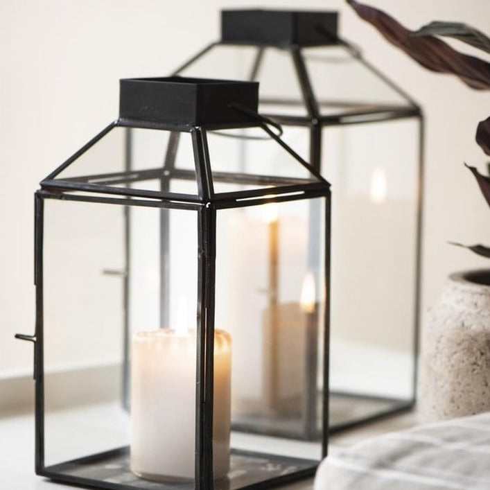 Laterne Norr groß schwarz mit schrägem Glastop - Ib Laursen