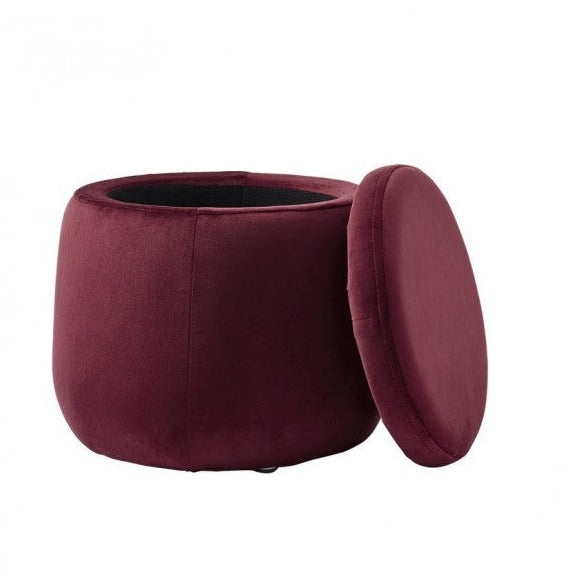 Sitzkiste rund Samt, weinrot - Kid's Concept