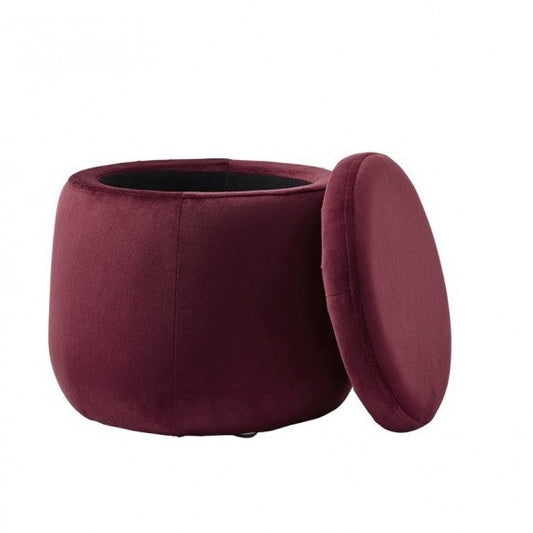 Sitzkiste rund Samt, weinrot - Kid's Concept