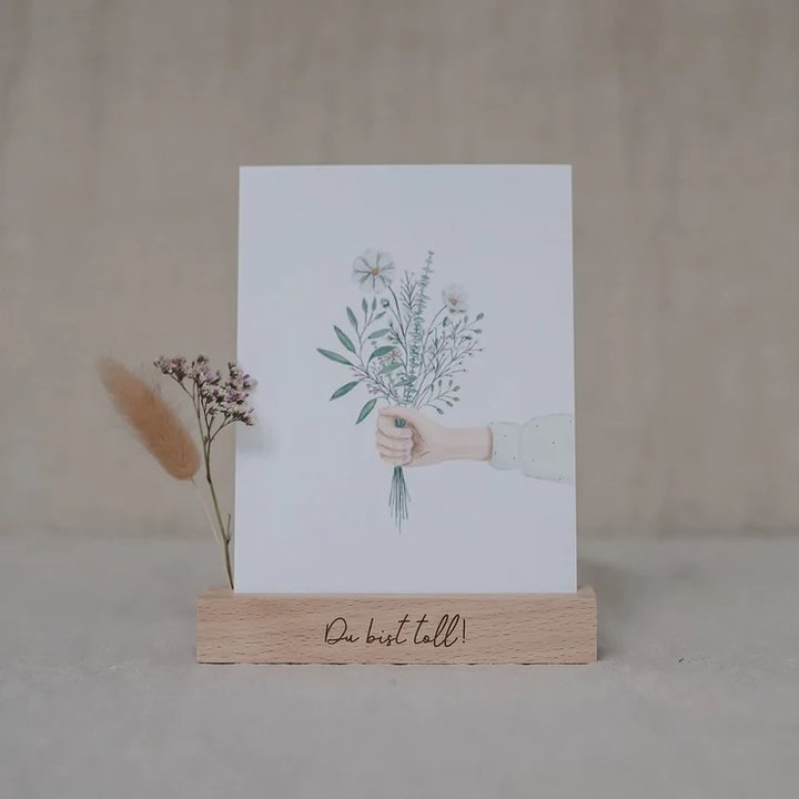 Karten- und Trockenblumenständer 12cm "Du bist toll" im 2er Set - Eulenschnitt