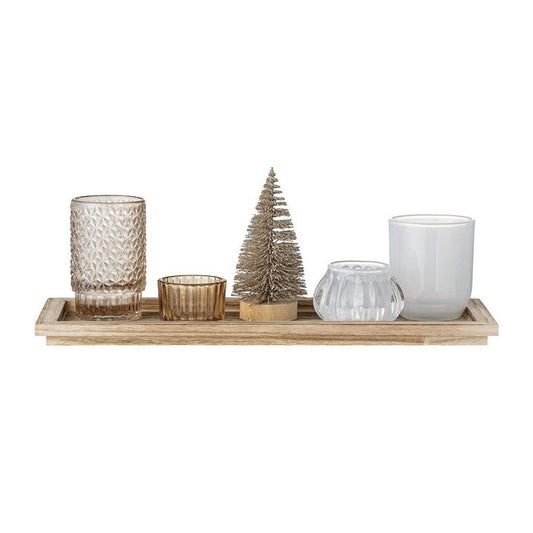 Otine Tray w/Votive  gold -Bloomingville