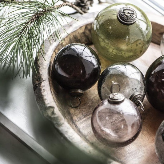 Weihnachtskugel flach pebbled Glas rosa - Ib Laursen