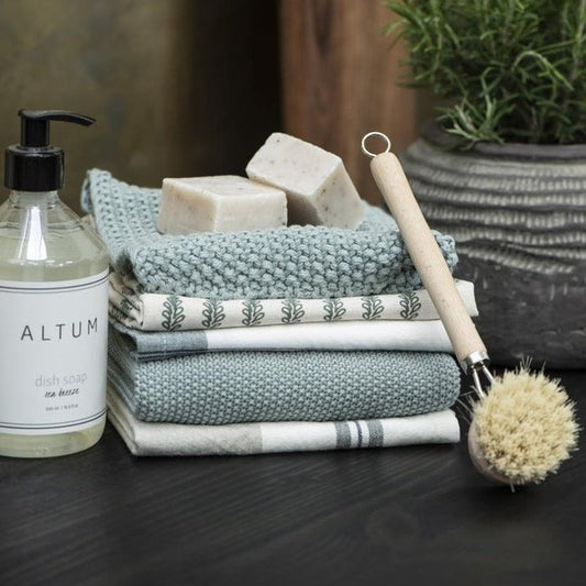 Spüllappen Mynte staubig grün gestrickt - Ib Laursen