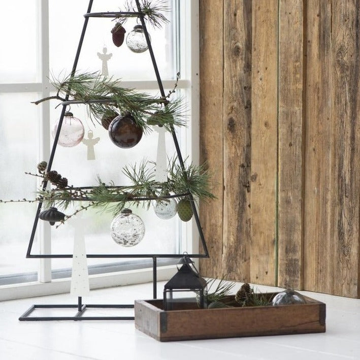 Weihnachtskugel flach pebbled Glas rosa - Ib Laursen