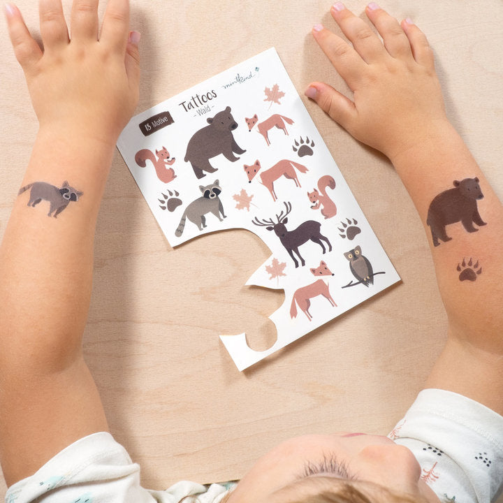 Tattoos für Kinder mit Wald Motiven - Mintkind