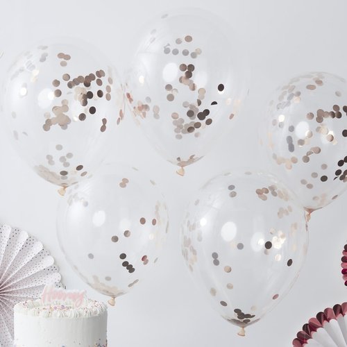 Ballons "roségold Konfetti" 5 Stück