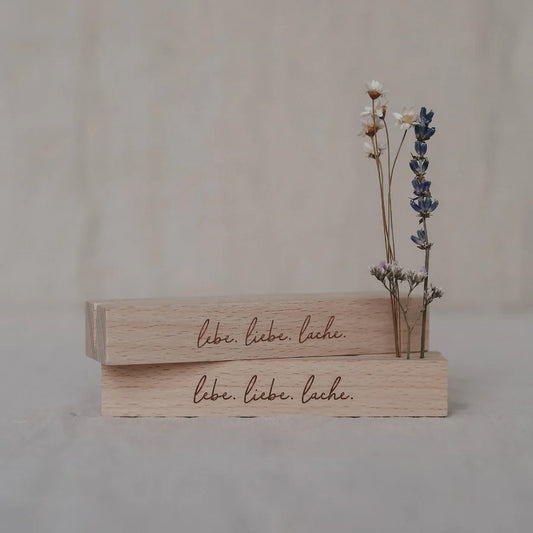 Karten- und Blumenhalter 2er Set "Lebe Liebe Lache" - Eulenschnitt