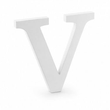 Holzbuchstabe weiß "V"