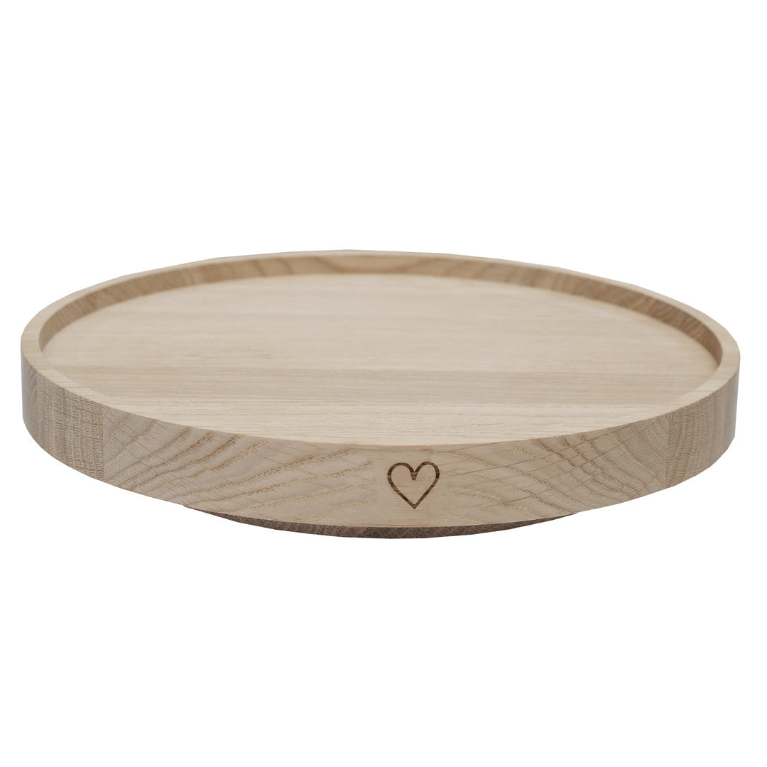 Drehteller aus Eiche - Eulenschnitt