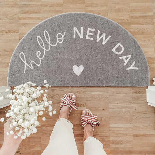 Waschbare Fußmatte "Hello New Day" - Eulenschnitt