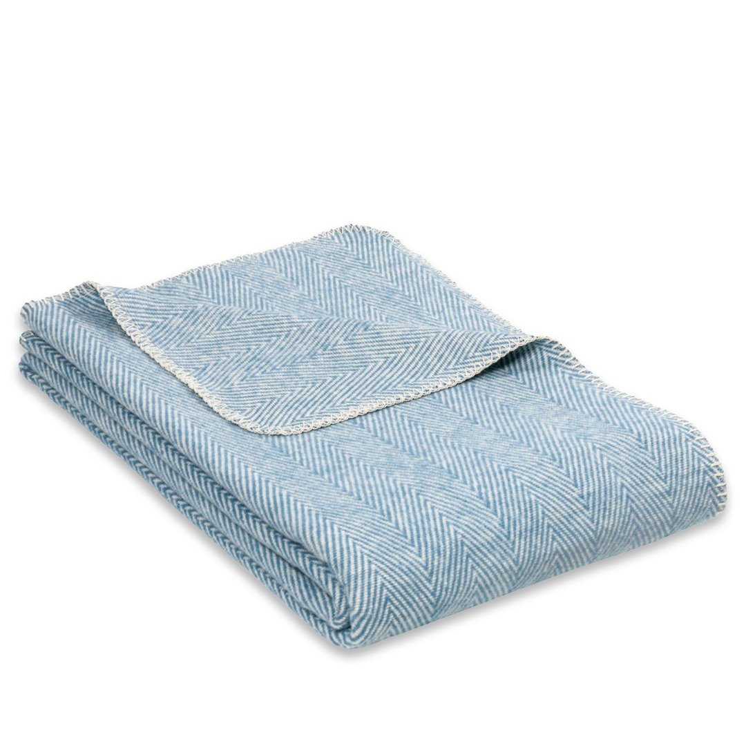 Kuscheldecke "Finn" mit Fischgrätmuster blau - Riema