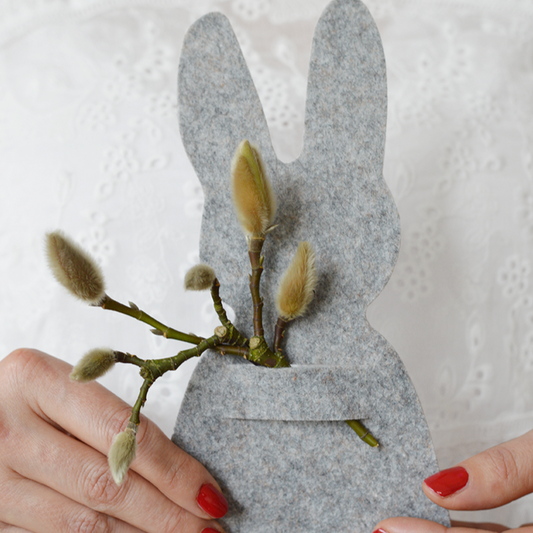 Filz Serviettenhalter Osterhase grau - Delight Department