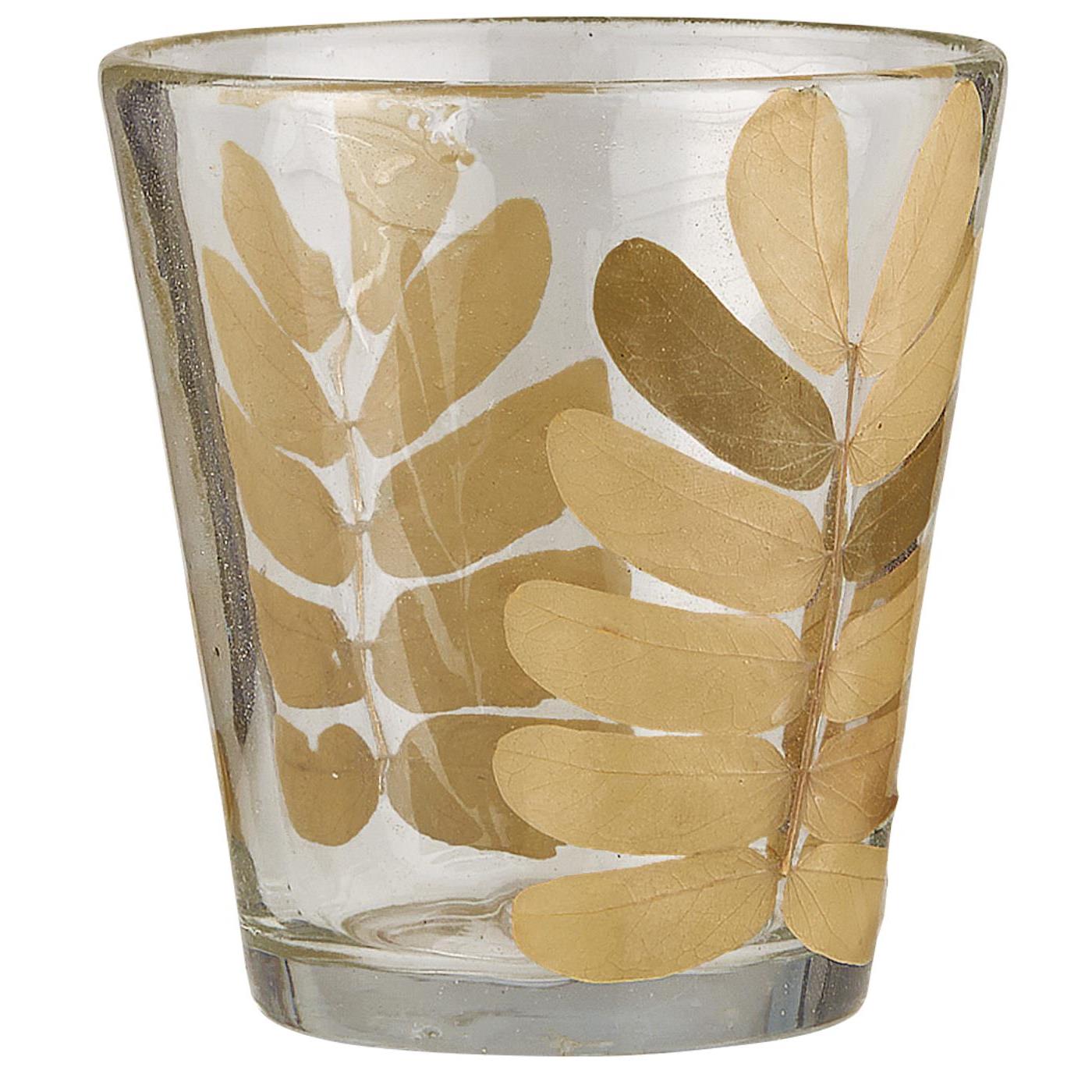 Kerzenhalter für Teelicht mit Blätter im Glas mundgeblasen - Ib Laursen