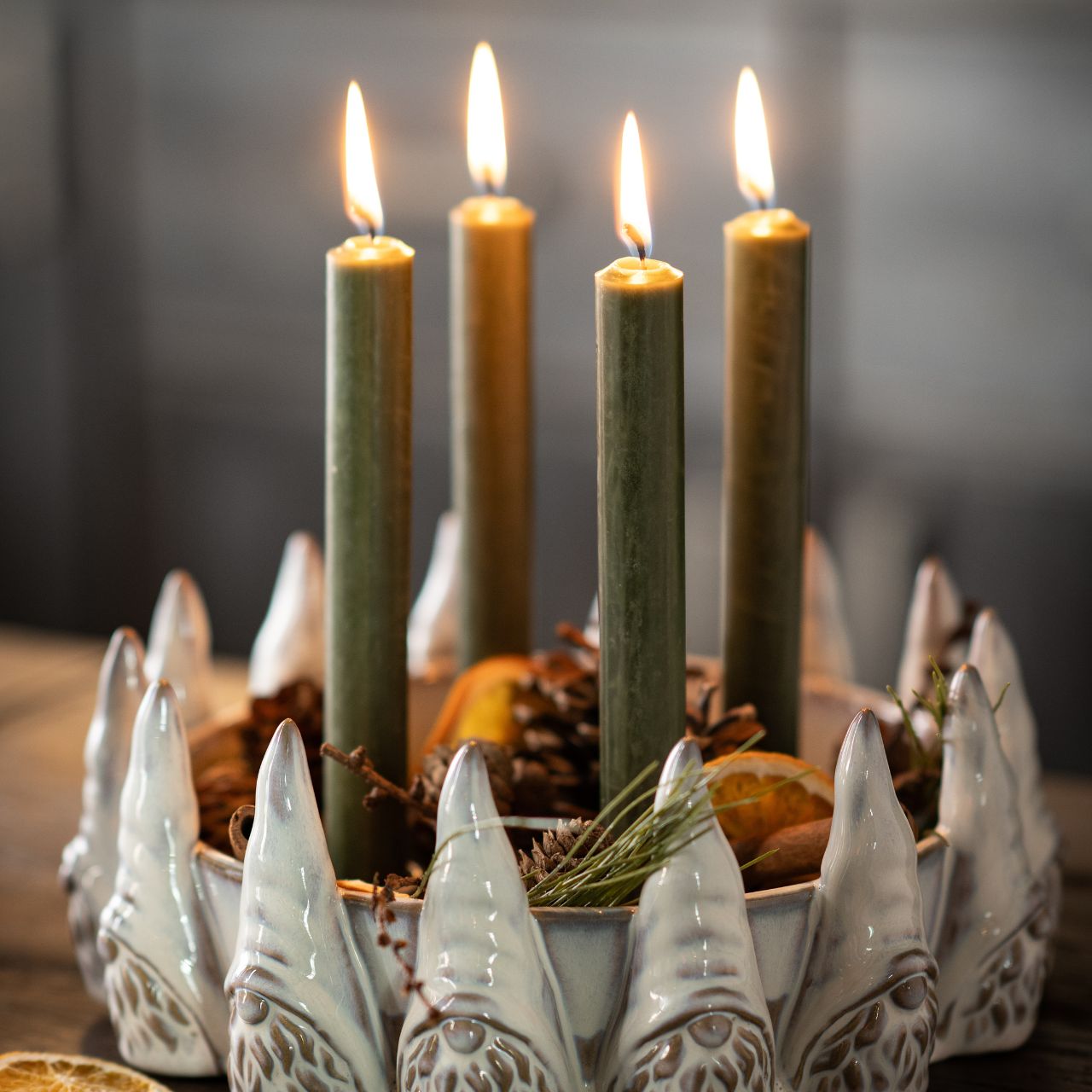Stabkerze kiefergrün (4er Set)