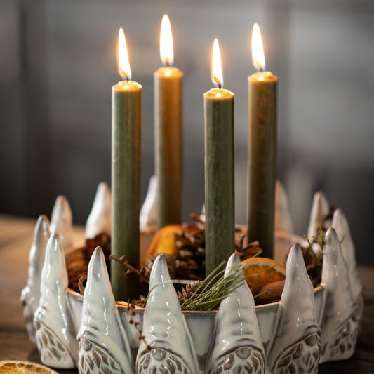 Stabkerze kiefergrün (4er Set)